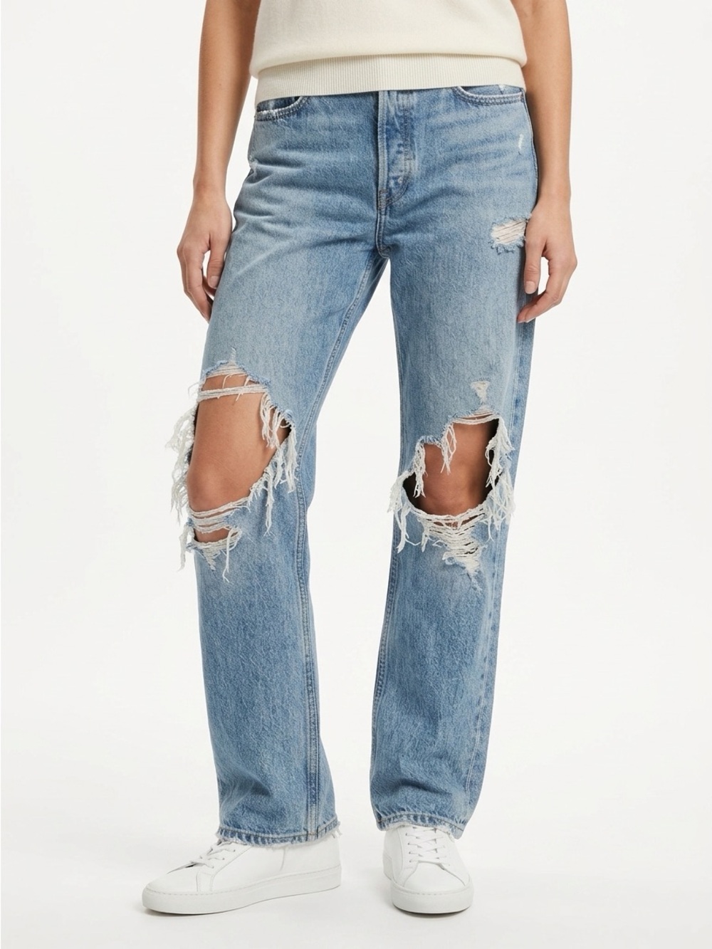 AGOLDE 90s Jean Distressed Raw Hem Cotton Light Blue Wash 26